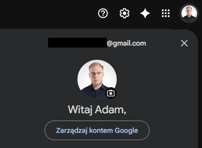 Kliknij awatar w Gmailu → Zarządzaj kontem Google → Moja aktywność.
